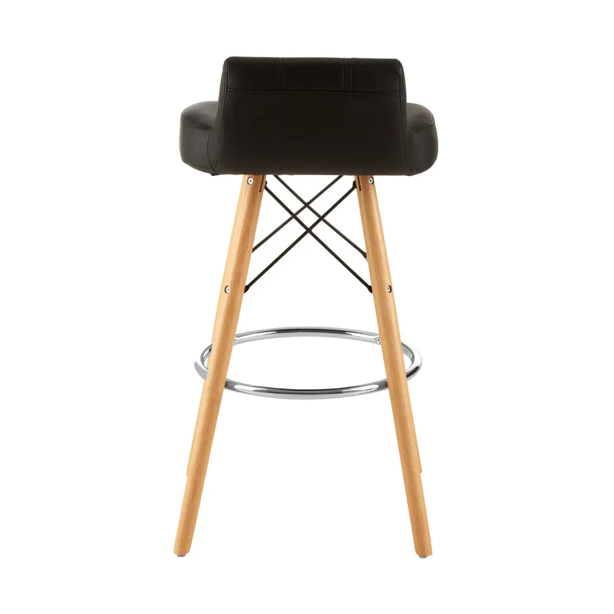 Black Soft Faux Leather Effect Bar Stool with Beechwood and Chrome Legs