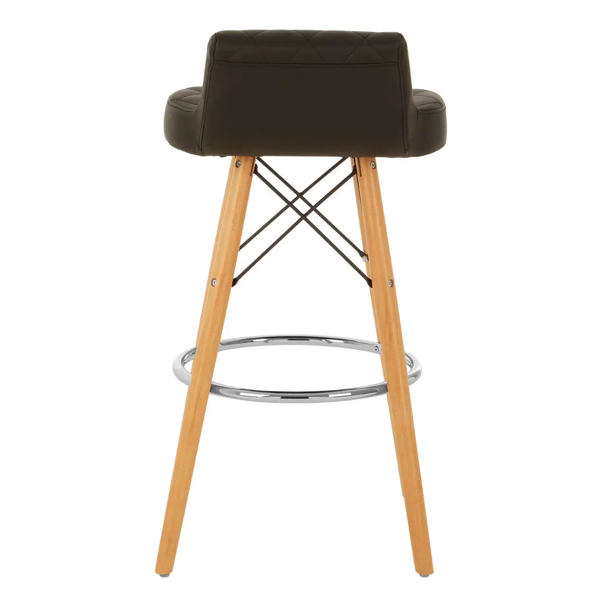 Quilted Black Soft Faux Leather Effect Bar Stool with Beechwood and Chrome Legs