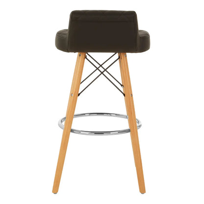 Quilted Black Soft Faux Leather Effect Bar Stool with Beechwood and Chrome Legs