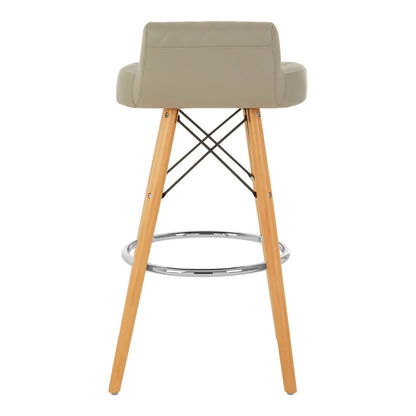 Quilted Grey Soft Faux Leather Effect Bar Stool with Beechwood and Chrome Legs
