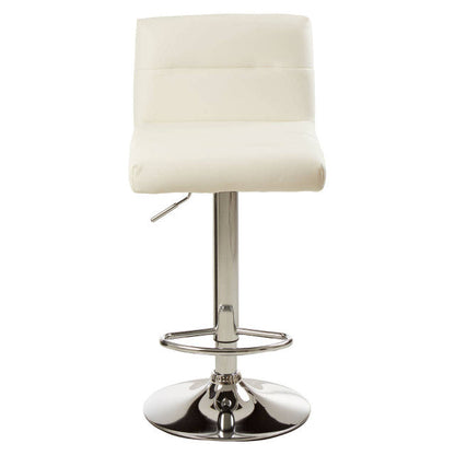 White Seat Bar Stool With Chrome Base