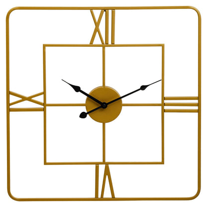 Gold Finish Rounded Square Roman Numerals Wall Clock - 50 x 50cm