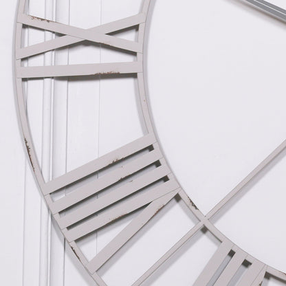 Pale Grey / Off White 110cm Vintage Metal Wall Clock