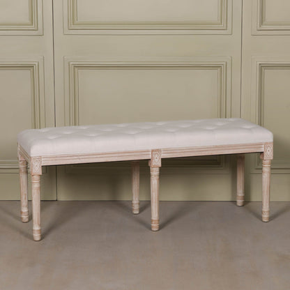 Light Wooden Louis Upholstered Bench