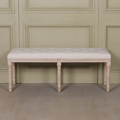 Light Wooden Louis Upholstered Bench