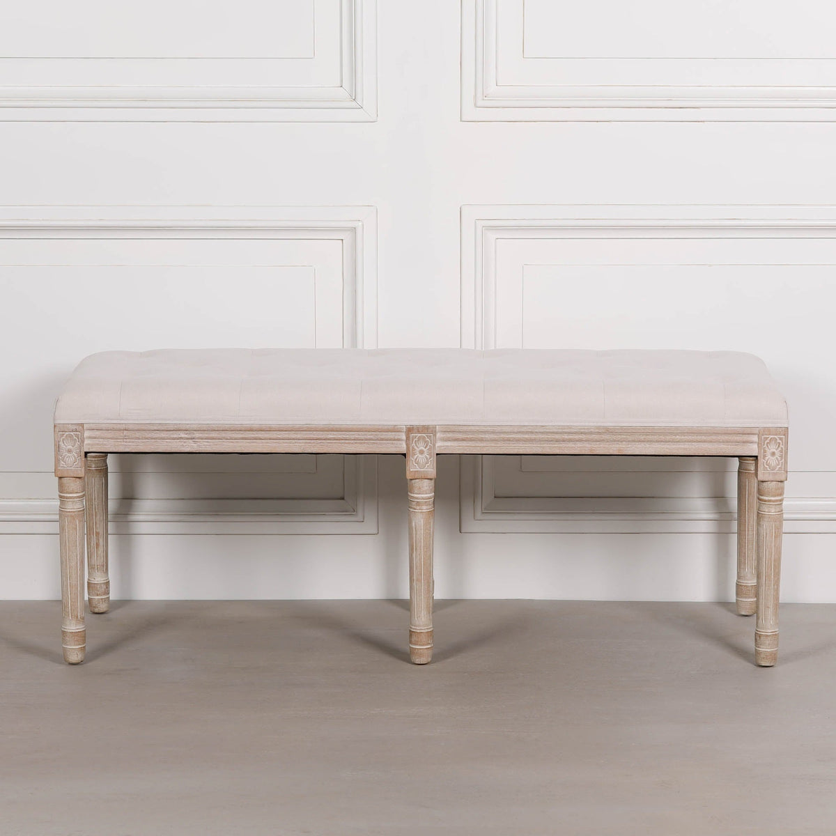 Light Wooden Louis Upholstered Bench
