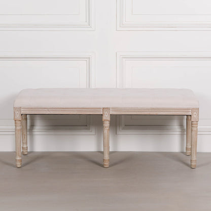 Light Wooden Louis Upholstered Bench