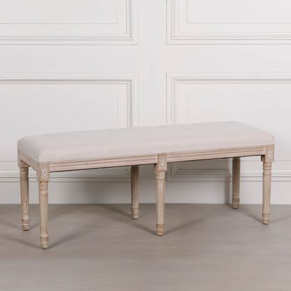 Light Wooden Louis Upholstered Bench