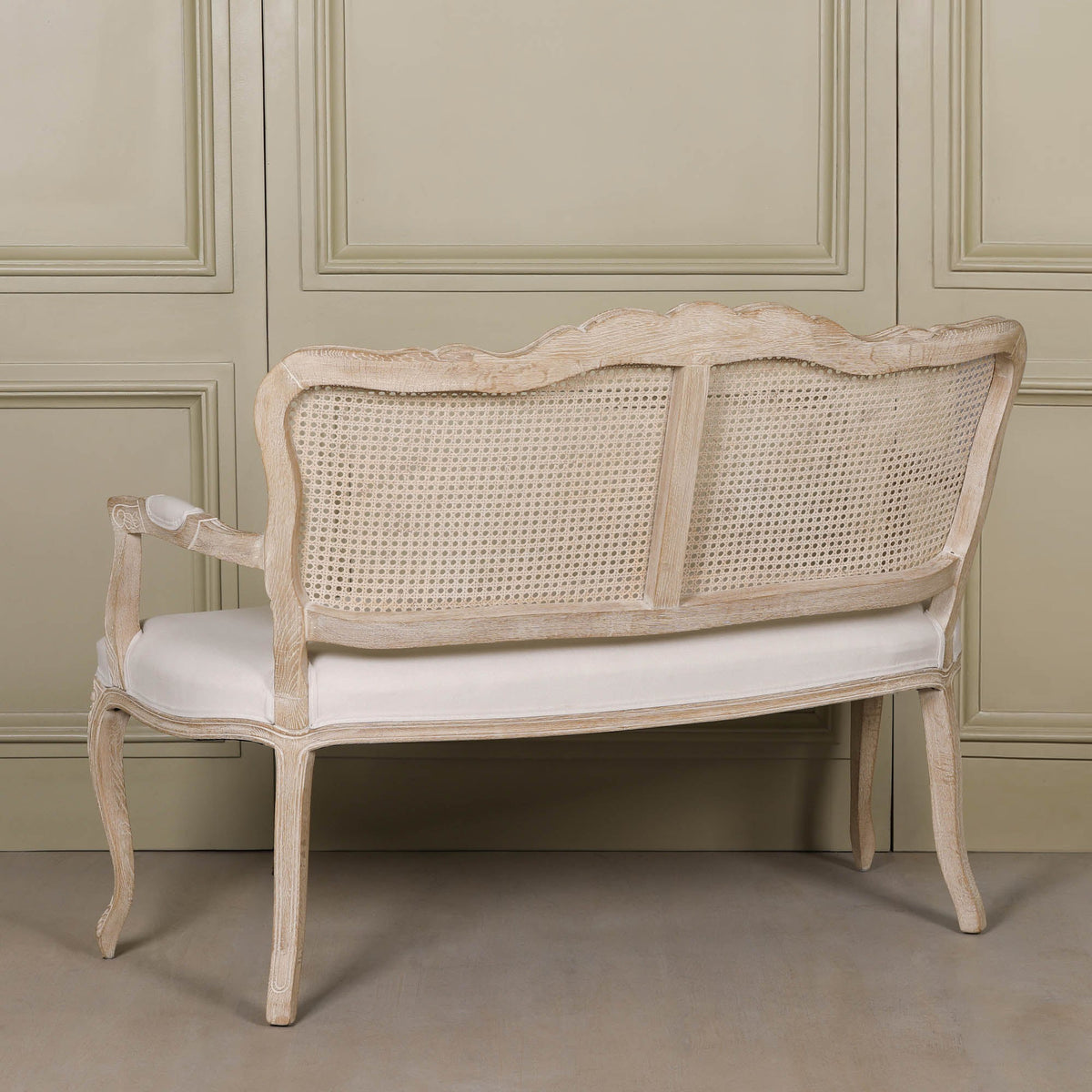 Wooden Louis Upholstered 2 Seater Settee