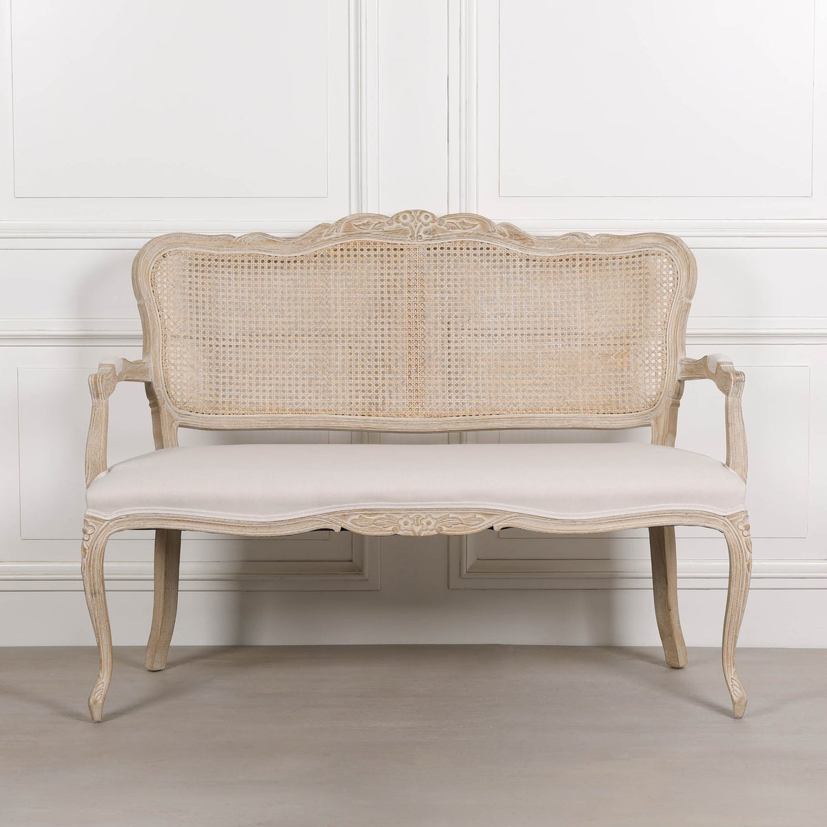 Wooden Louis Upholstered 2 Seater Settee